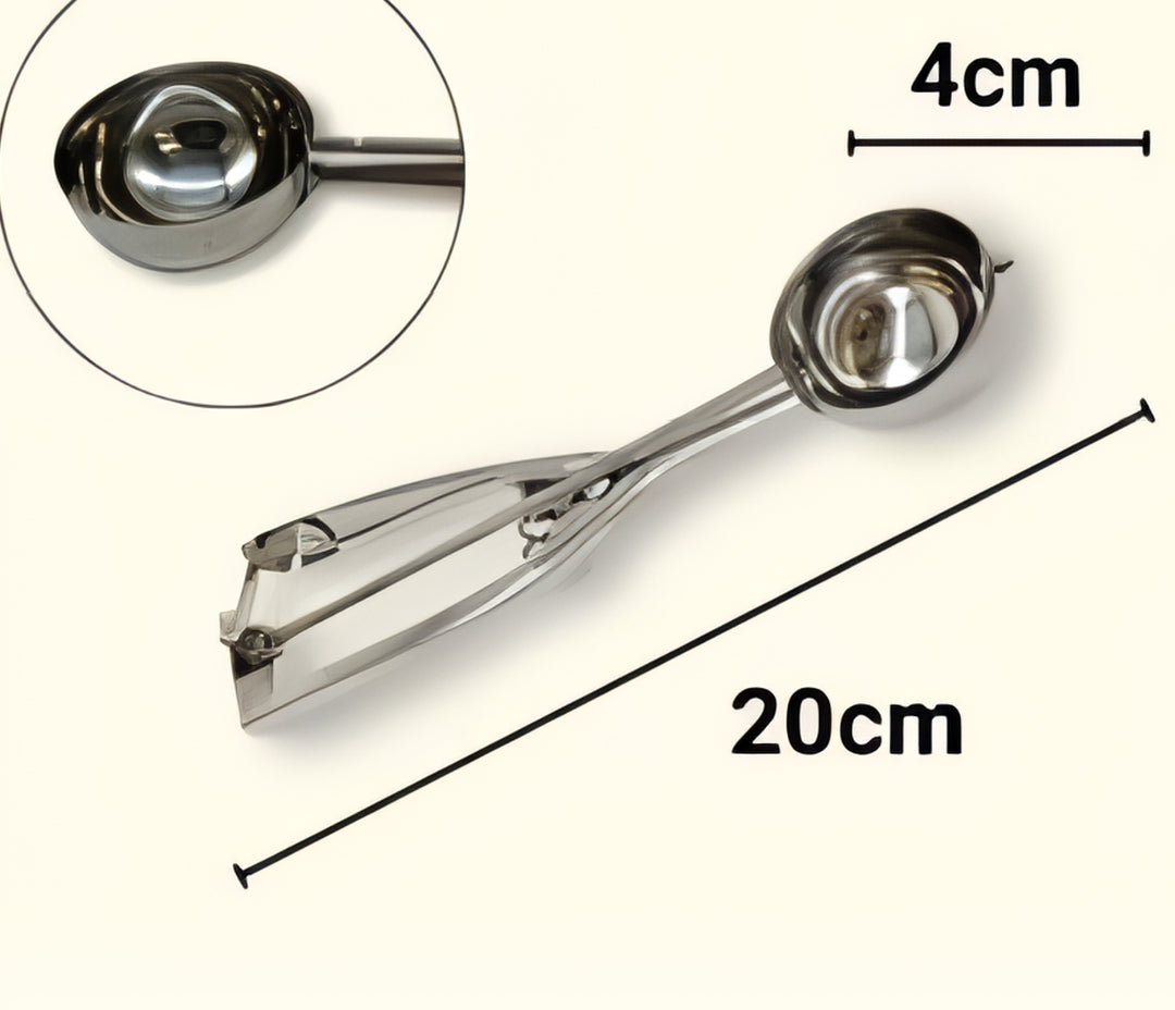 Cuchara para Helado de Acero Inoxidable con Mango de Resorte