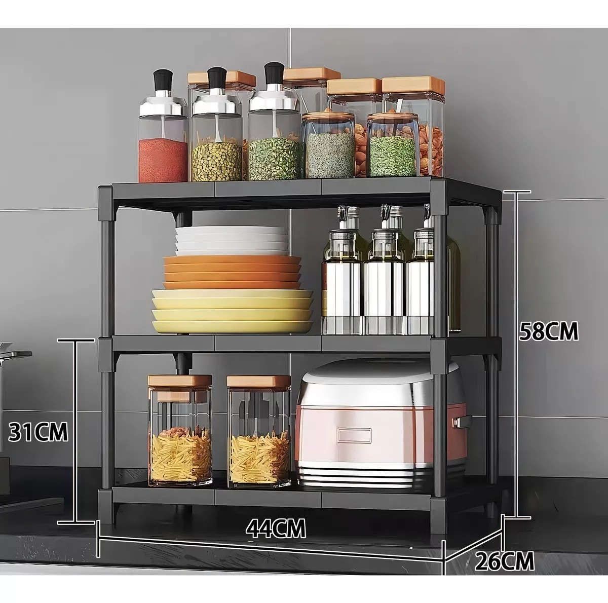 Estantería Rack Anaquel Organizador de Cocina – 3 Niveles