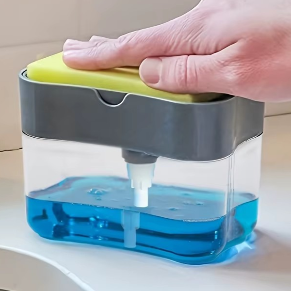 Dispensador de Lavaloza Manual con Soporte para Esponja 🧽🚰